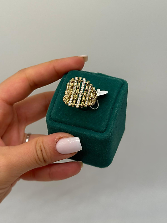 Xuping Taşlı Çok Sıralı Gold Yüzük