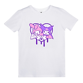 Kuromi ve My Melody Akan Kalp Tasarım – Çocuk Tişörtü