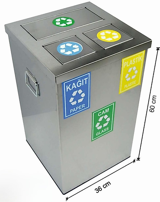 79 LT GERİ DÖNÜŞÜM SETİ PASLANMAZ 3 BÖLMELİ ( KDV DAHİL )