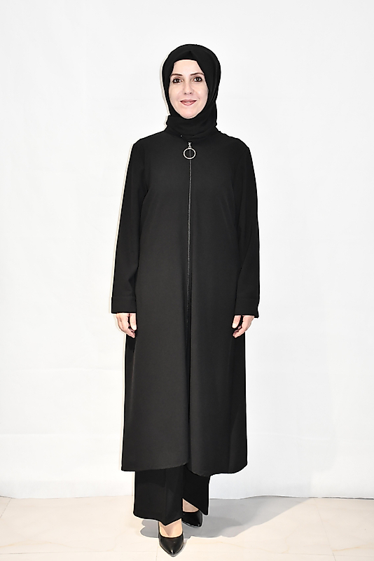 Fermuarlı Siyah Kap