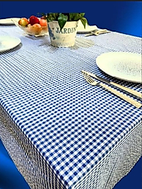 Mavi Ekoseli Sofra Bezi – 160x160 cm | Ferah, Şık ve Günlük Kullanıma Uygun