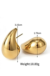 Italyan Bottega Gözyaşı Damla Küpe Pvd Kaplamalı- Ağırlığı 4.40gram (3.7CM/31MM) Küpe001