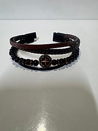 Deri Ve Boncuklu Mıknatıslı Bileklik