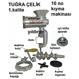 KIYMA MAKİNASI MANUEL TUĞRA ÇELİK İÇLİ KÖFTE MAK