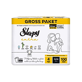 Sleepy Extra Gross Bebek Bezi Maxi 4 Numara 100 Adet Bebek Bezi 4 7-16 kg sleepy bebek bezi 100 maxi