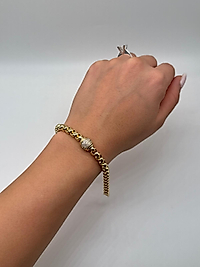 Xuping Gold Kalın Zincir Zirkon Orta Detay Bileklik