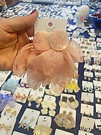 Açık Pembe Tül Büyük Küpe