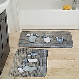 Rovigo Home Dijital Baskı Yıkanabilir Kaymaz 2 li Banyo Takımı