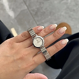 Yuvarlak Lastikli Silver Saat