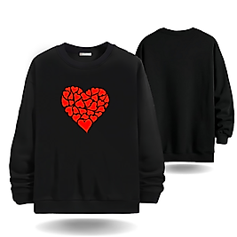 Küçük Kalpler Modeli Bisiklet Yaka Erkek kadın Slimfit Sweatshirt