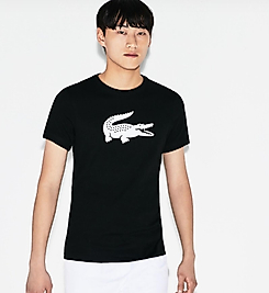 Lacoste siyah renk göğüsde beyaz Timsahlı T-shirt