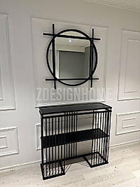 80 Cm Ayna, 90X30x100 Cm Dresuar( Raf Siyah Cam)