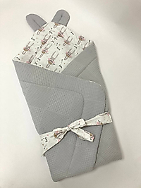 Gri/Minik Peri Desenli Bebek Kundak