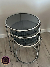 PARLAK KROM BLOK YUVARLAK ZİGON FÜME CAM