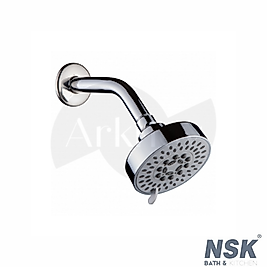NSK Ankastre Tepe Duş Başlığı Seti - Krom / 5 Fonksiyonlu / Duvar Bağlantı Borusu ve Rozet Dahil N2893002