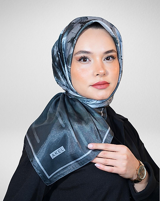 Dijital Kristal Eşarp Pastel Yaprak Desenli