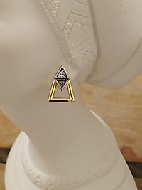 Gold&Gümüş Üçgen Taşlı Küpe