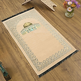 SE08 İsme Özel Kubbetüs Sahra Lüks Şönil Seccade Bej (66x117cm) 485gr