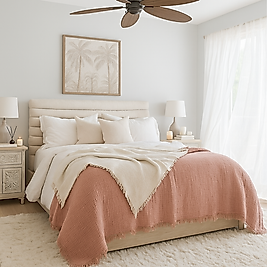 Müslin 6 Katlı %100 Pamuk Gül Kurusu Renk Tek Kişilik Yorgan 170x220 cm.