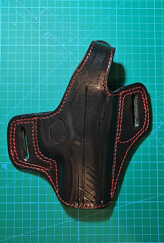 DERİ DIŞ SİLAH KILIFI (Spor Kırmızı Dikişli)