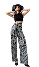 Desenli Beli Lastikli Bürümcük Pantolon -GRİ