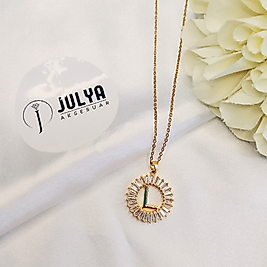 ÇELİK GOLD KRİSTAL TAŞLI 45+5 CM  KARARMAZ PASLANMAZ HARF KOLYE
