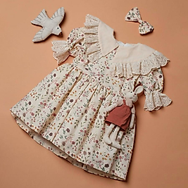 Mine Güpür Yaka Kısa Kollu Kız Çocuk Elbisesi