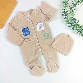 Little Bear Şapkalı Kadife Tulum