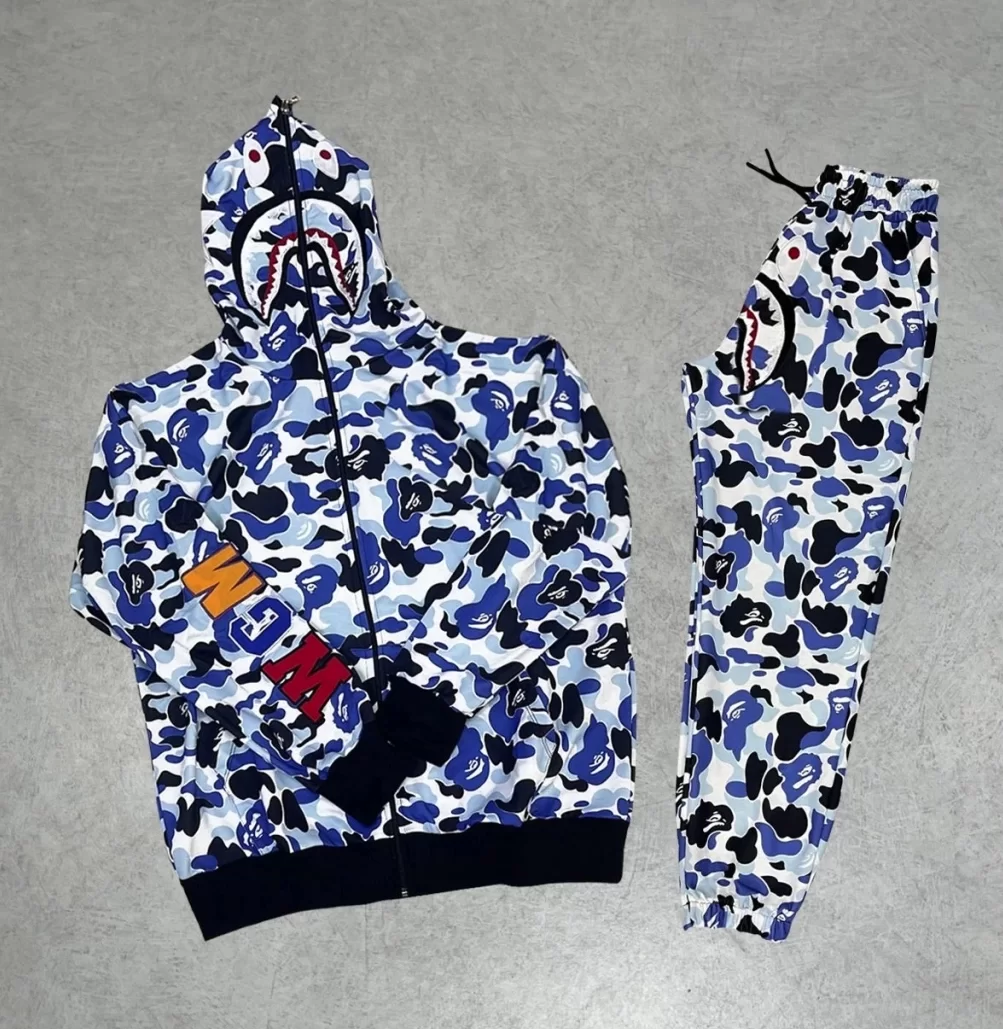 Unisex Pubg Bape x Shark Eşofman Takımı - Gri