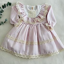 Vintage Pembe Özel Gün Kız Çocuk Elbise