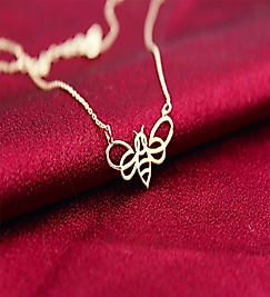 14K Altın Kaplama / Gümüş Arı Figürlü Kolye