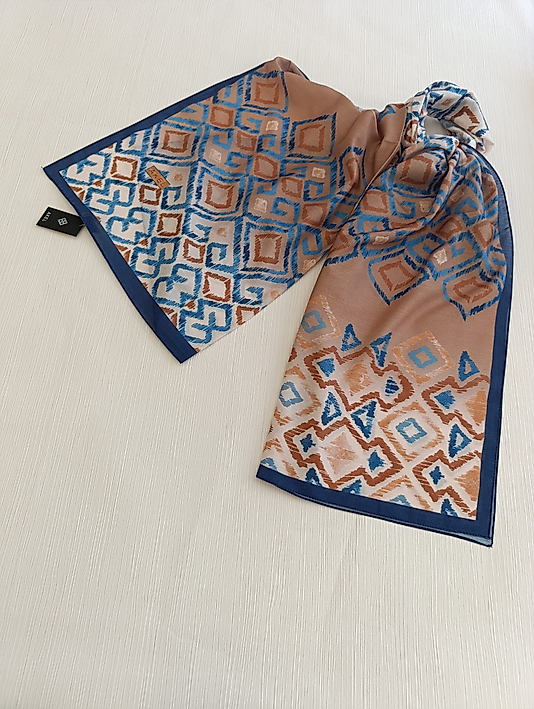 DESENLİ POLYESTER ŞAL kare desen Ebat 75 x185