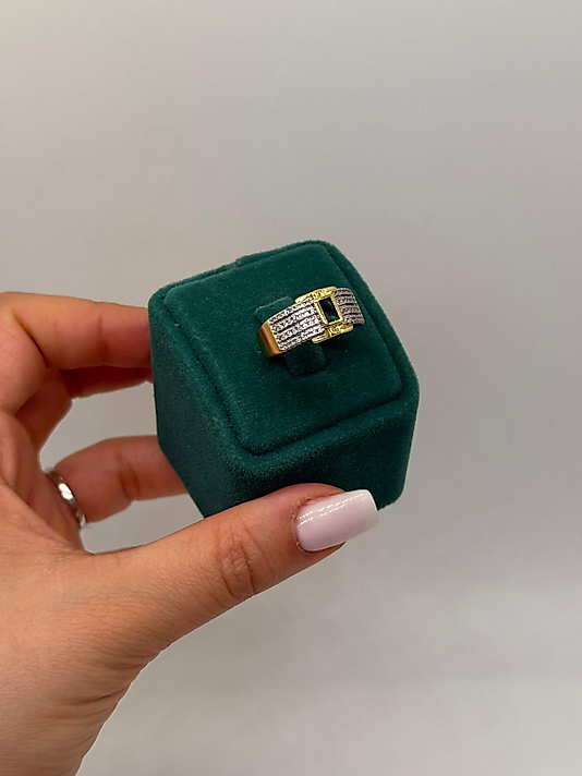 Regal Emerald Taşlı Altın Kaplama Yüzük