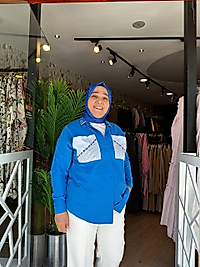 TAŞLI KETEN GÖMLEK - SAKS MAVİ
