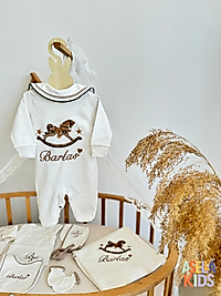 Yenidoğan Set - Bebeğinizin İsmi ve Atlı Nakış + Yaka Detay