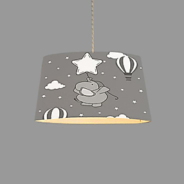 Minibabyroom Beyaz Yıldızlı Fil Temalı Çocuk Odası Sarkıt Avize