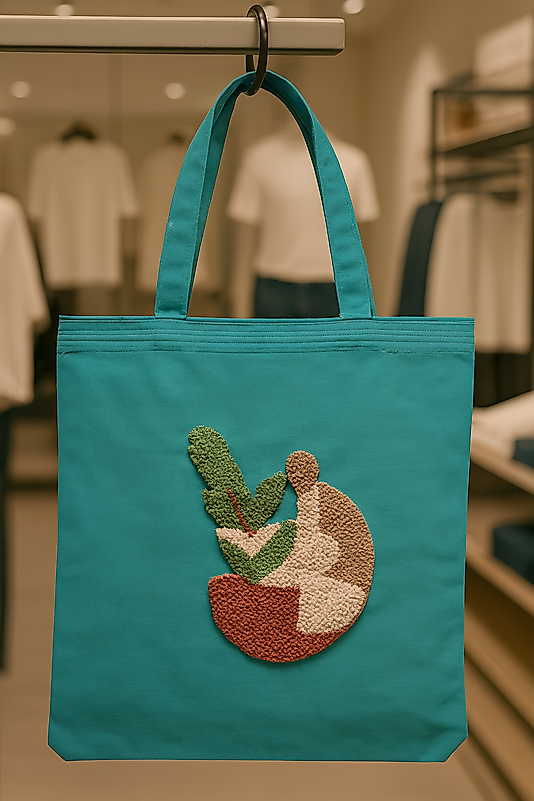 Çiçekli Yeşil Tasarım Çanta