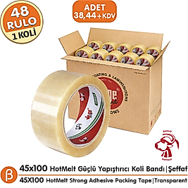 Ve-Ge BUFALO 45x100 Şeffaf Koli Bandı (1 Koli –48 Adet) Toptan HotMelt Güçlü Yapışkan