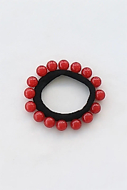 Kırmızı Renk İnci Detaylı Lastik Toka