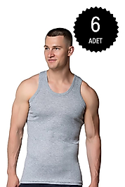 Gümüş 4004 Ribana (likralı) Erkek Askılı Atlet Gri 6 lı Paket