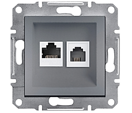 Schneider Electric Asfora – RJ45 Cat6 UTP + RJ11 Priz – Çelik EPH5200162