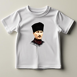 Atatürk Baskılı günlük ve Okul Grurupları için Ulusal model Normal Kalıp  Çocuk Tişört