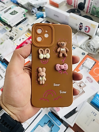 iPhone 12 Ayıcık Kabartmalı Telefon Kılıfı