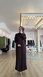 Hâbel Elbiseli Hırka Takım Mürdüm