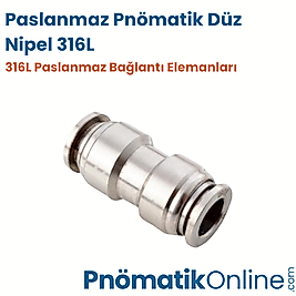 Paslanmaz Pnömatik Düz Nipel 316L