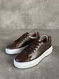 %100 Hakiki Deri Ultra Rahat Günlük Ayakkabı - Kahverengi/Beyaz