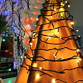 10 Metre Siyah Kablo Sarı İp Led Fonksiyonlu Aydınlatma Dekor Işık