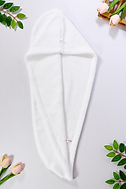 Düğmeli Beyaz Havlu Bone