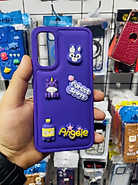 Samsung Galaxy A34 3D Ayıcık Kabartmalı Telefon Kılıfı Mor