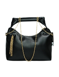 Zincir Askılı Deri Çanta-Siyah